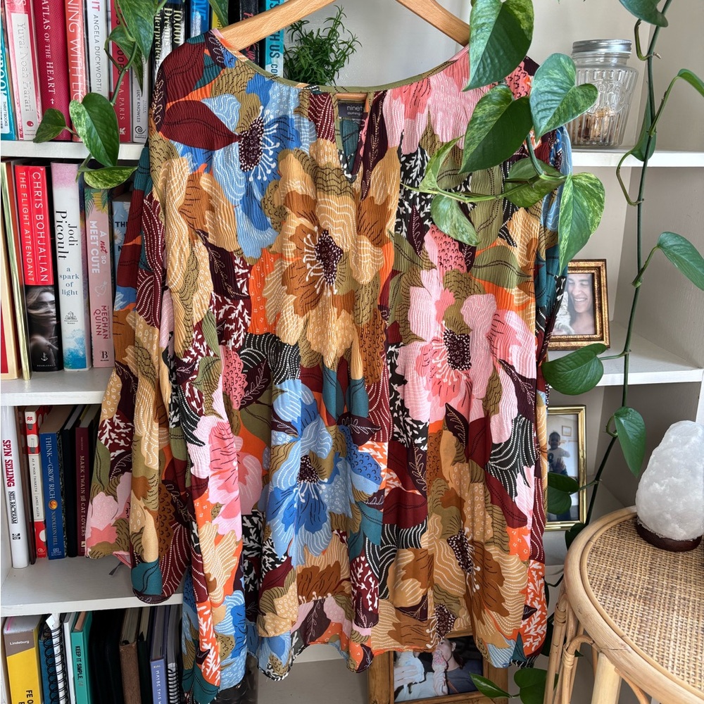 Ninety A-Line Blouse with Floral Pattern